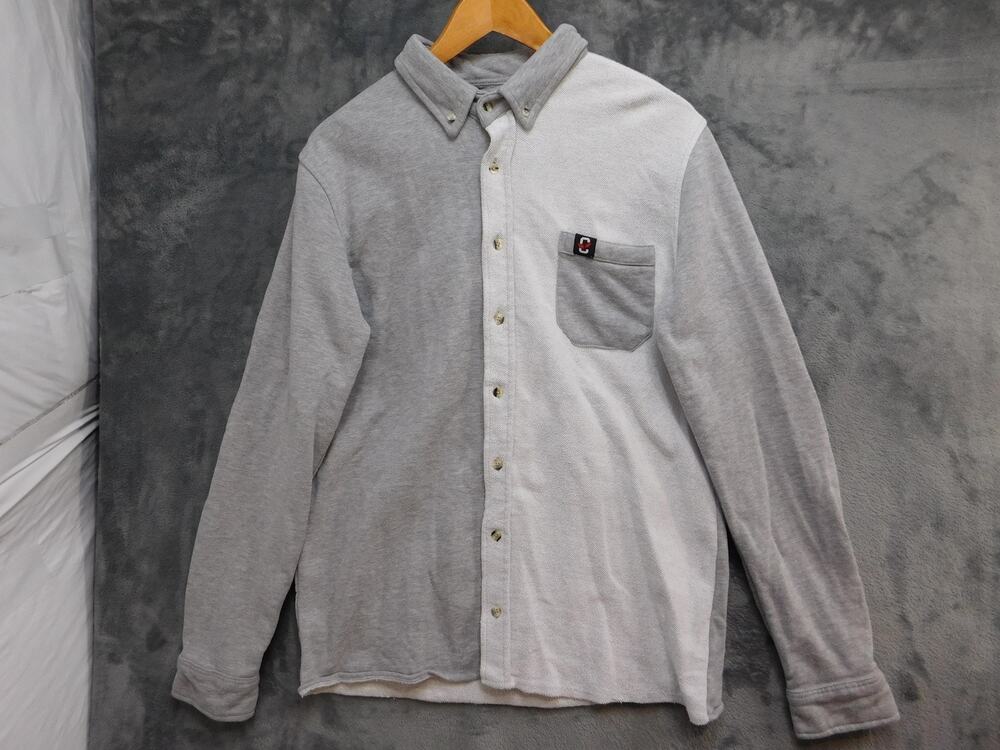 Community Shirt Mens L Gray Knit Long Sleeve Button Up Pockets Regular Fit